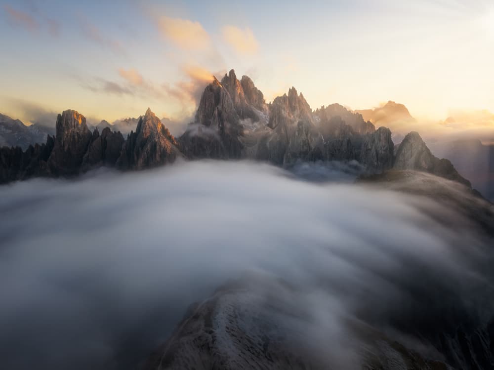 Golden Peaks Above Fog by Yongnan Li (李永男) — canvas wall art