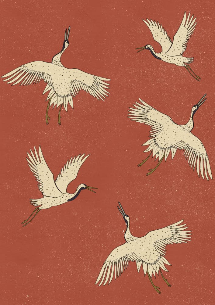 Graceful Crane Flight by Nicholas — canvas wall art