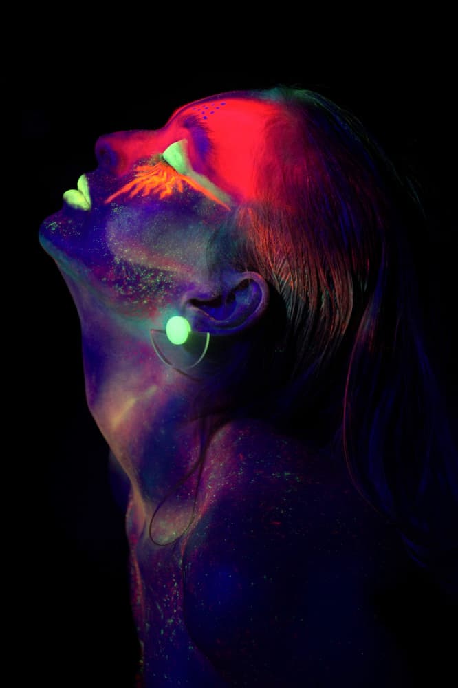 Glowing Neon Portrait by Iris Resch — canvas wall art