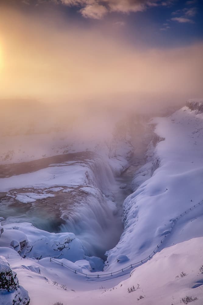 Golden Winter Waterfall by Judith Kuhn — canvas wall art