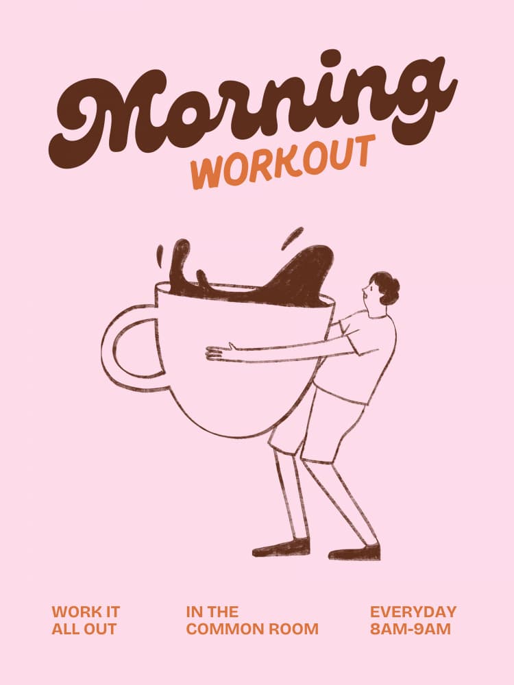Morning Coffee Workout by Ohkimiko — canvas wall art