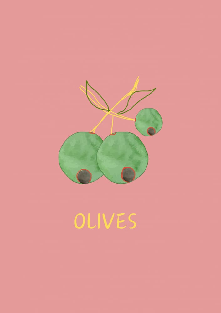 Watercolor Green Olives by ART of living — canvas wall art