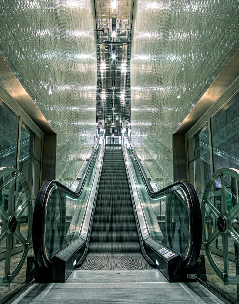 Bright Metro Escalator by Fred Louwen — canvas wall art