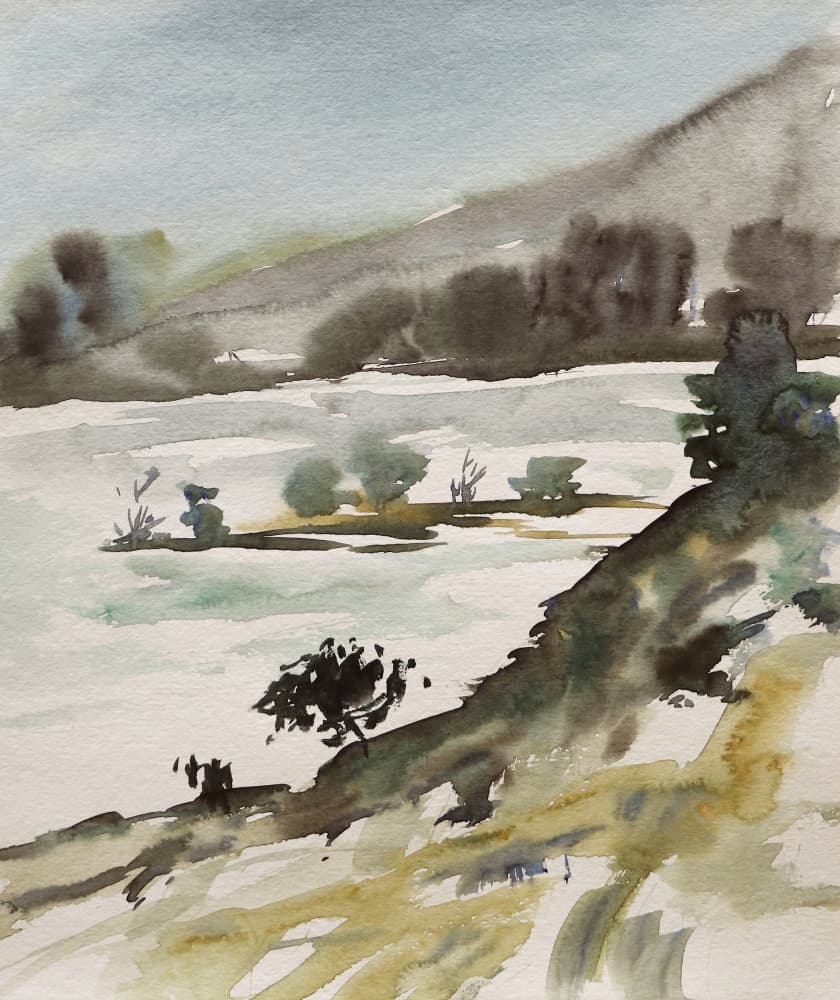 Muted Watercolor Landscape by Santhosh ch — canvas wall art
