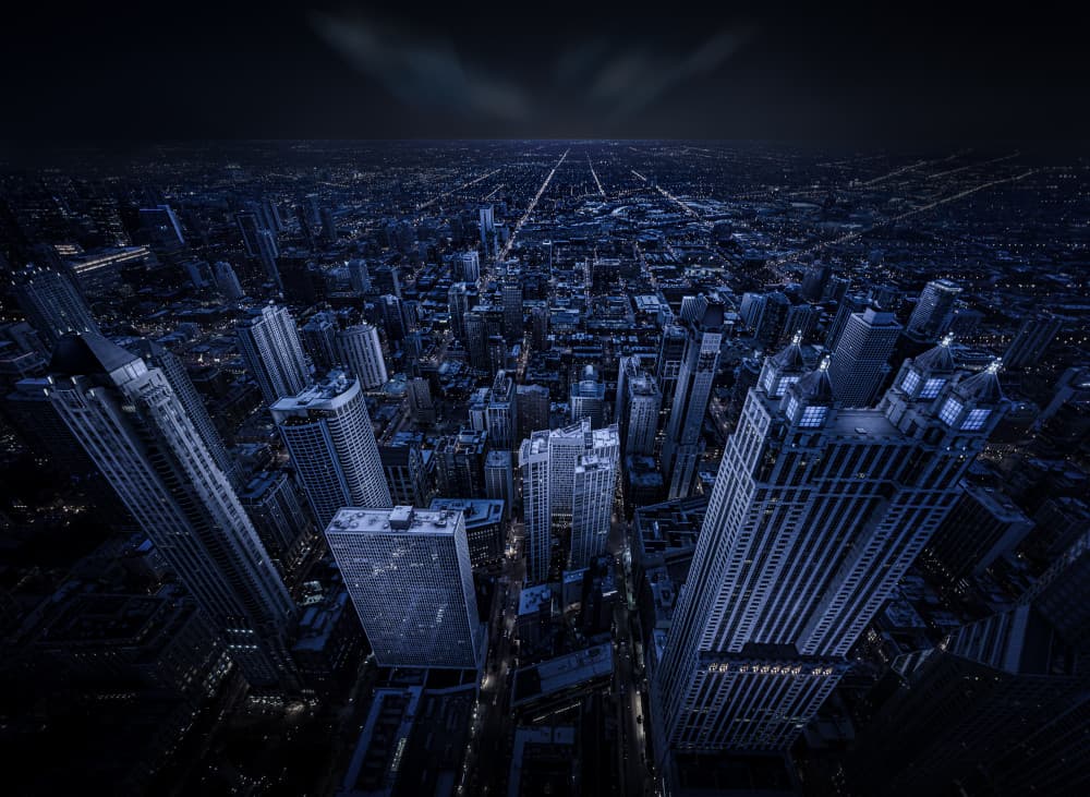 Midnight City Lights by Xiaobing Tian — canvas wall art