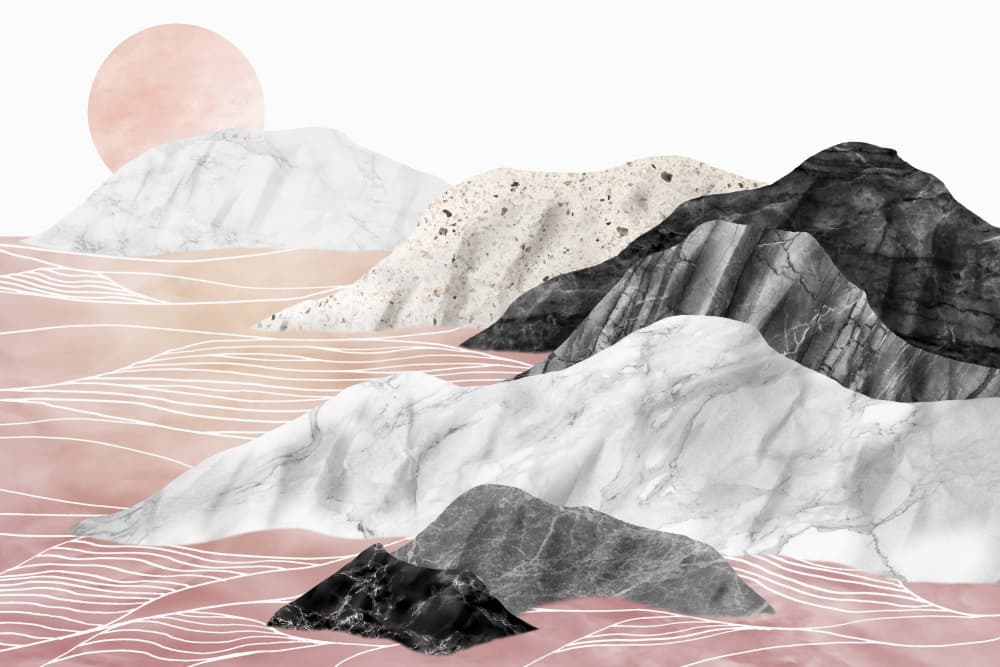Abstract Pink Mountains by amini54 — canvas wall art