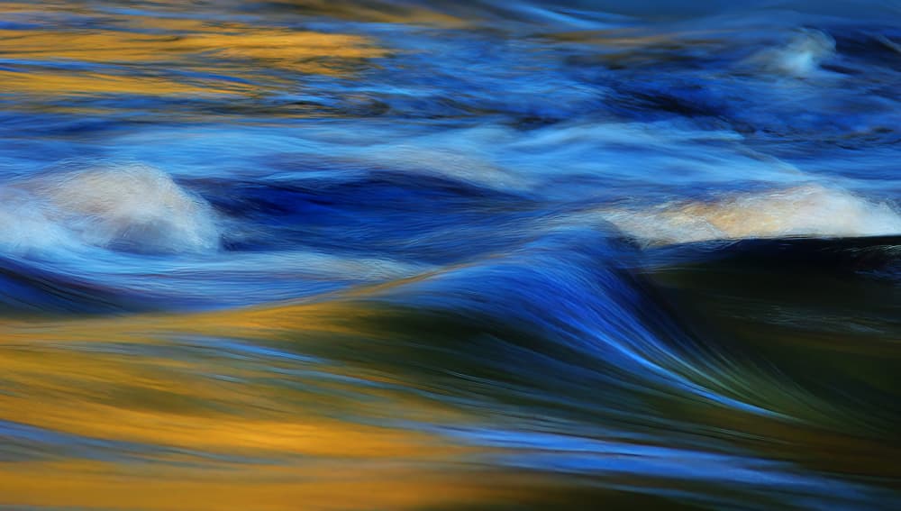 Abstract Blue Gold Flow by Ylva Sjögren — canvas wall art
