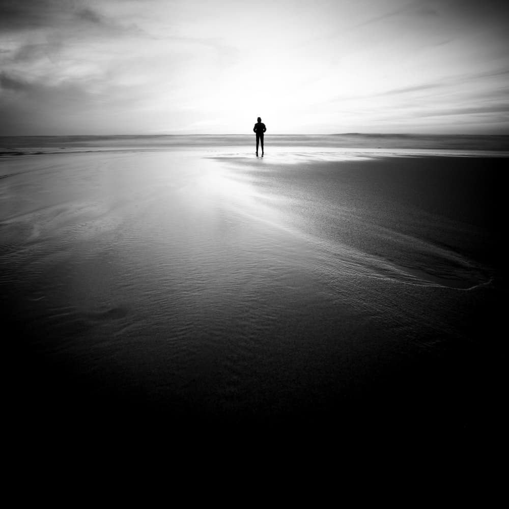 Solitary Figure Ocean Edge by Marco Faria — canvas wall art