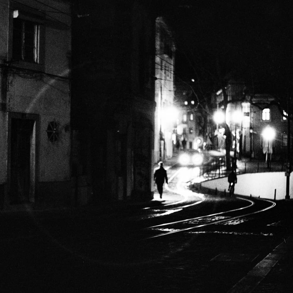 Moody City Night Street by Paulo Abrantes — canvas wall art