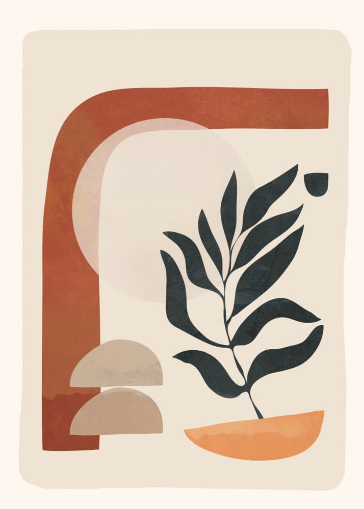 Modern Terracotta Leaf Arch by Nadjaa — canvas wall art