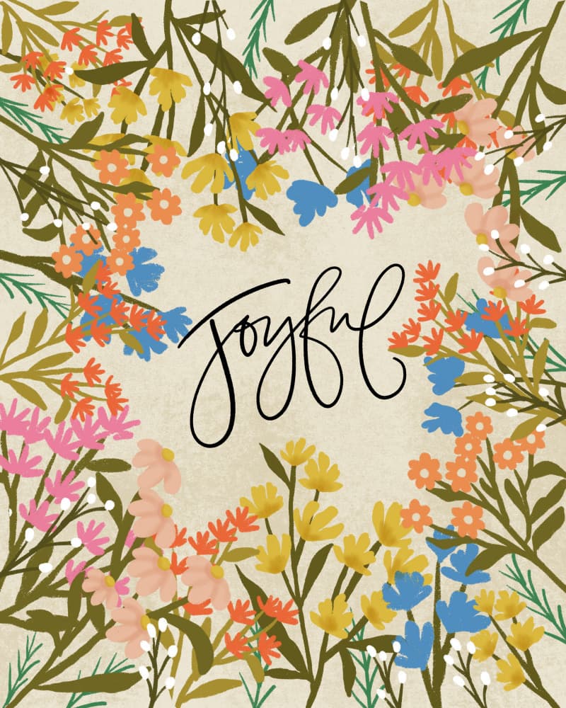 Joyful Floral Frame by Saba Rauf — canvas wall art
