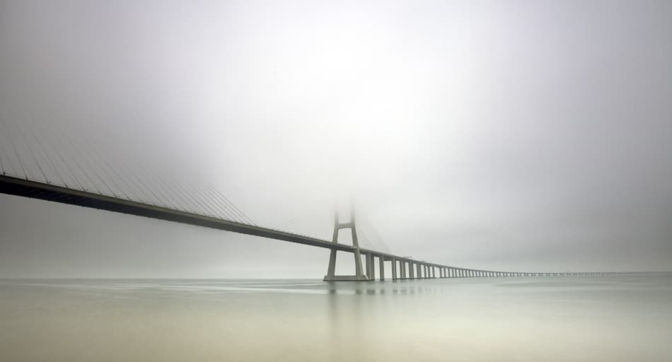 Vast Bridge in Fog by Jorge Feteira — canvas wall art