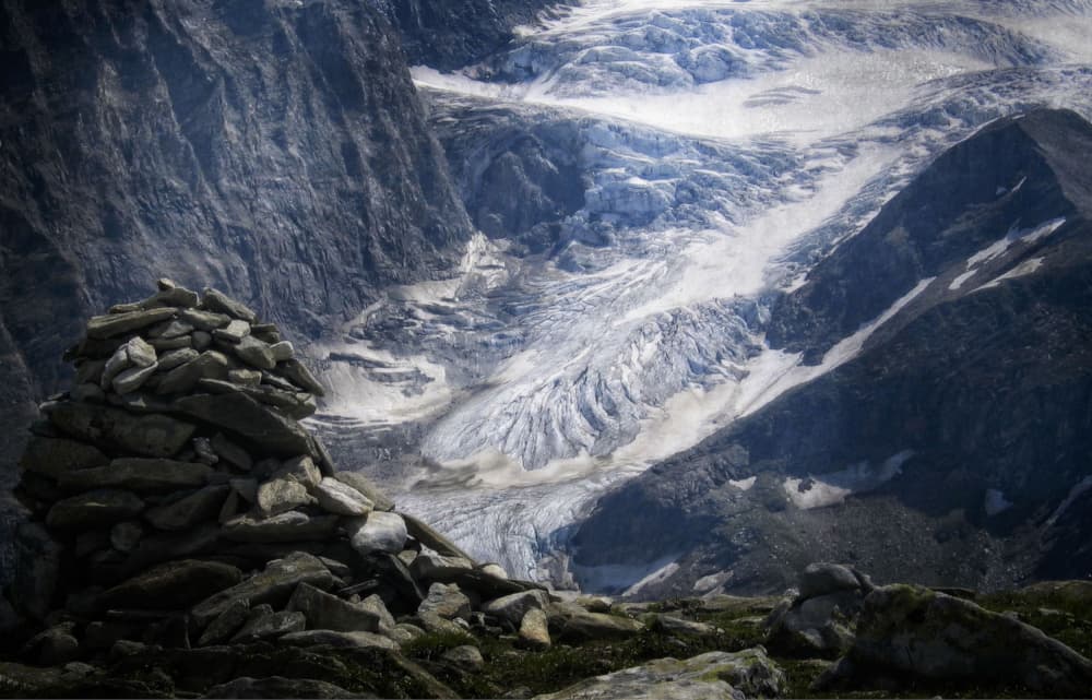 Glacial Mountain Cairn by Anna Cseresnjes — canvas wall art