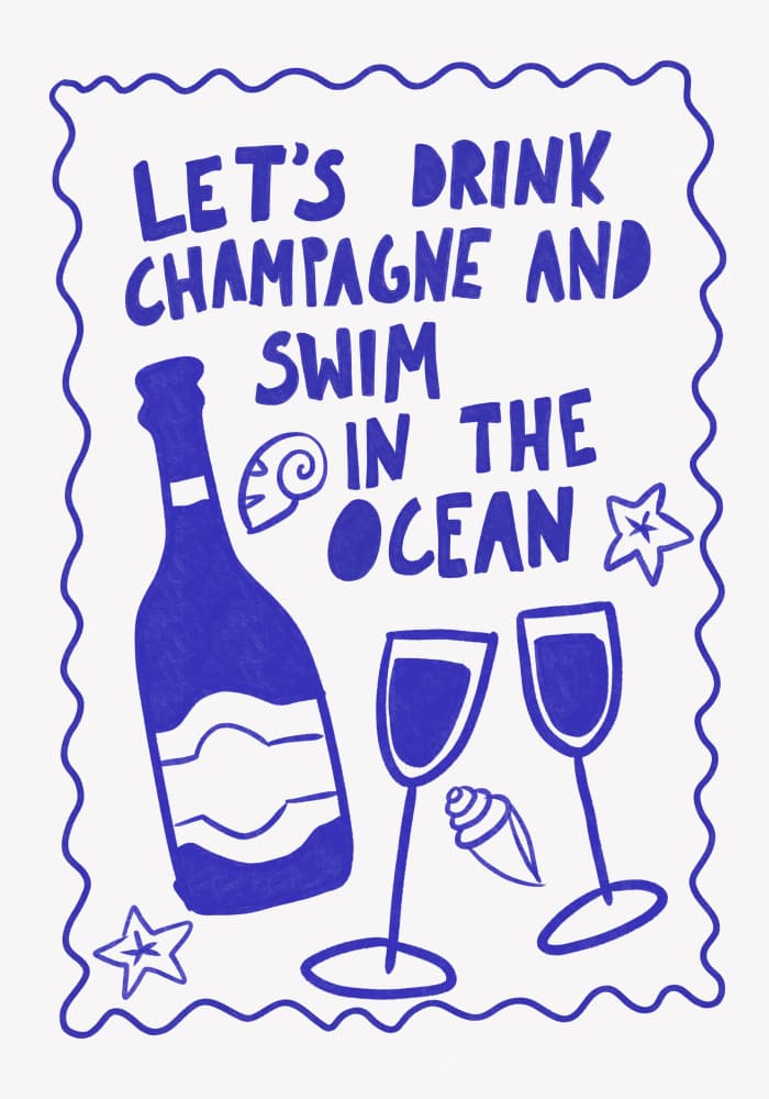 Champagne and Ocean by Athene Fritsch — canvas wall art
