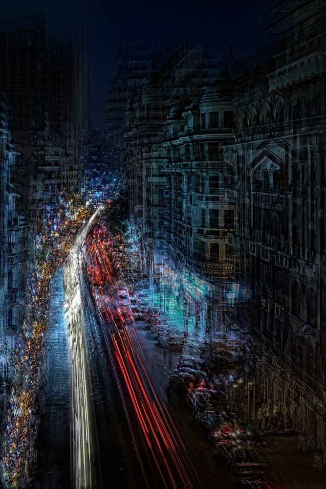 City Night Lights by Mohamed Shawki — canvas wall art
