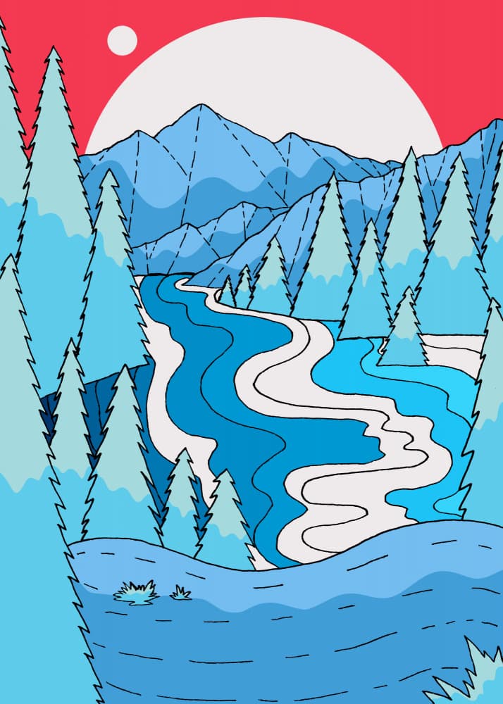 Red Sky Winter Mountains by Stephen Wade — canvas wall art