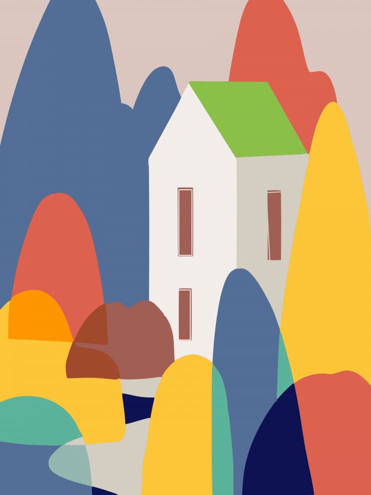 Vibrant Hillside Home by Little Dean — canvas wall art