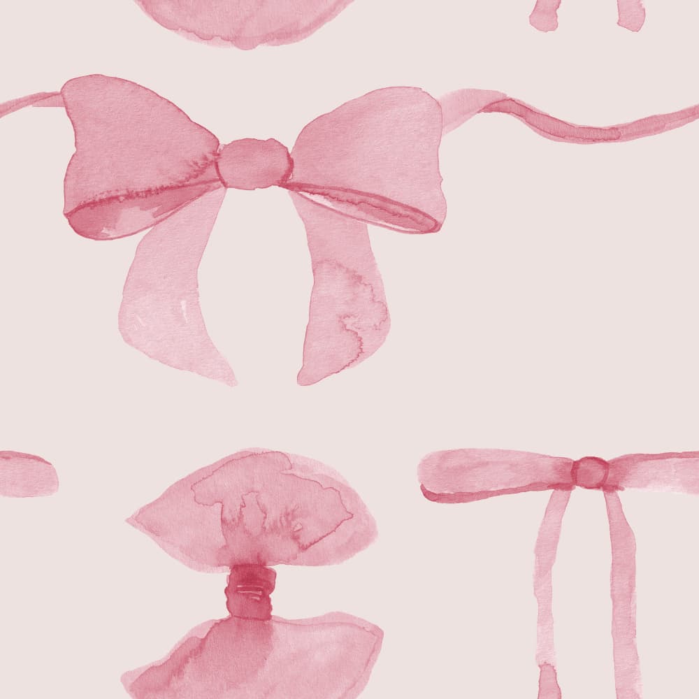Pink Watercolor Bows Pattern by Irene Demetri — canvas wall art