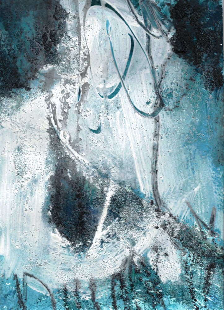 Misty Blue Abstract by Deb Chaney — canvas wall art