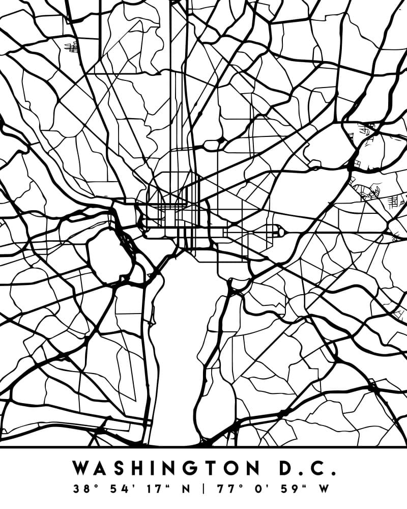 Washington D.C. Street Map by Emiliano Deificus — canvas wall art