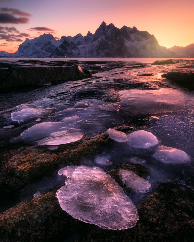 Winter Mountain Sunset by Daniel Gastager — canvas wall art