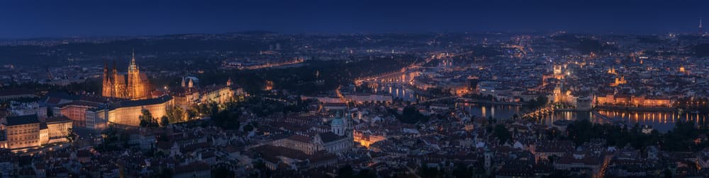 Prague Night Lights by Juan Pablo de Miguel — canvas wall art
