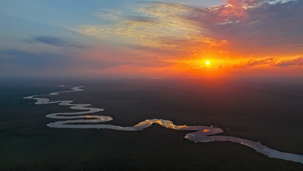 Winding River Sunset by Liyun Yu — canvas wall art