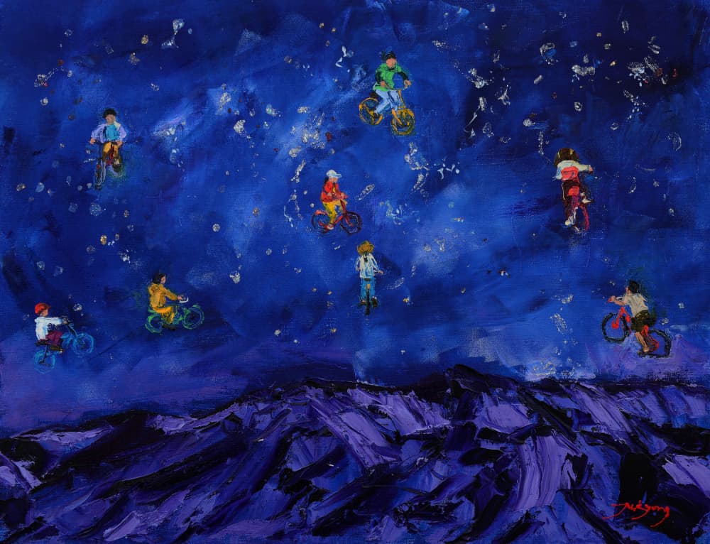 Midnight Bike Adventure by Jukyong Park — canvas wall art