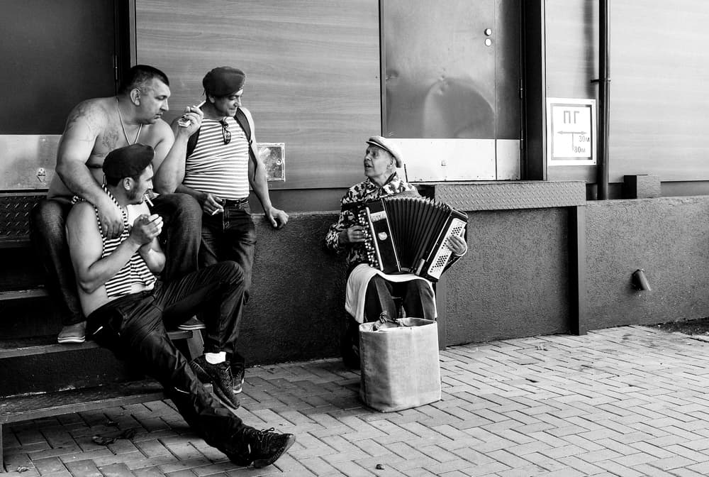 Street Musicians and Friends by Dmitry Nesvetaylov — canvas wall art