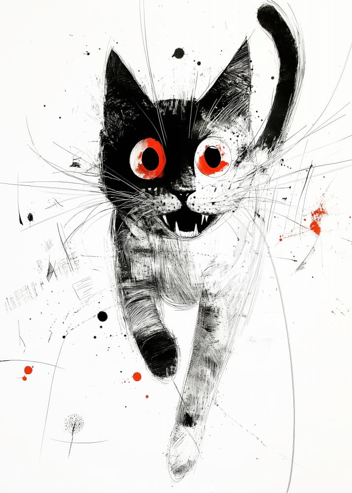 Dynamic Red Eyed Cat by Justyna Jaszke — canvas wall art