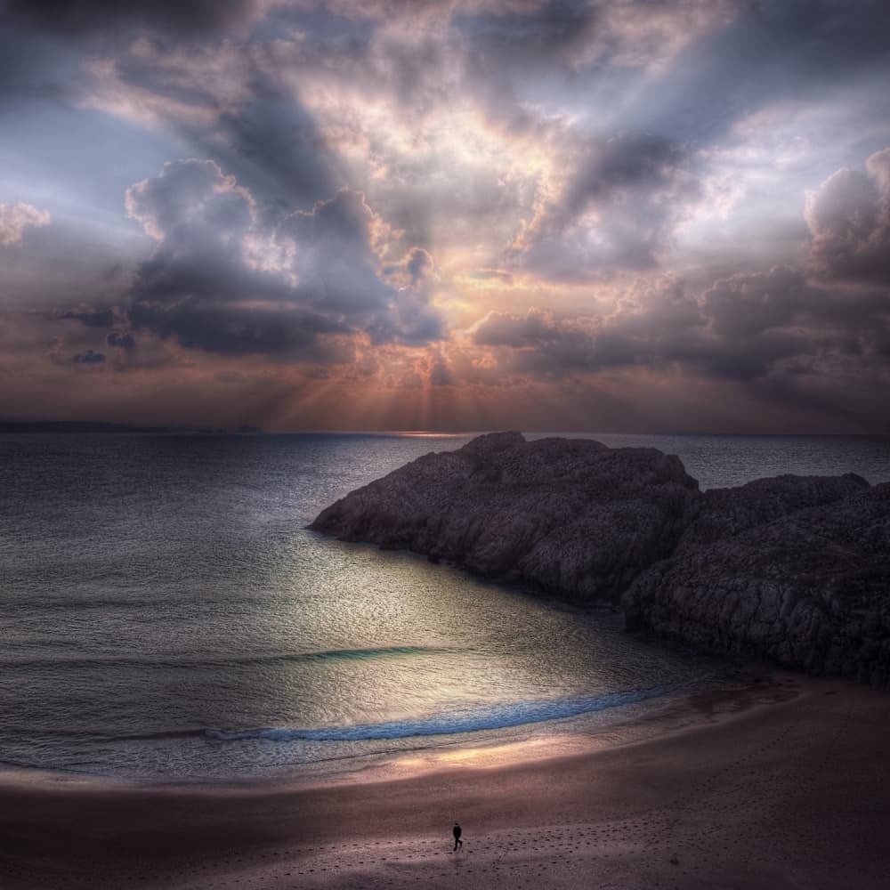 Dramatic Ocean Sun Rays by Chus Rodríguez — canvas wall art