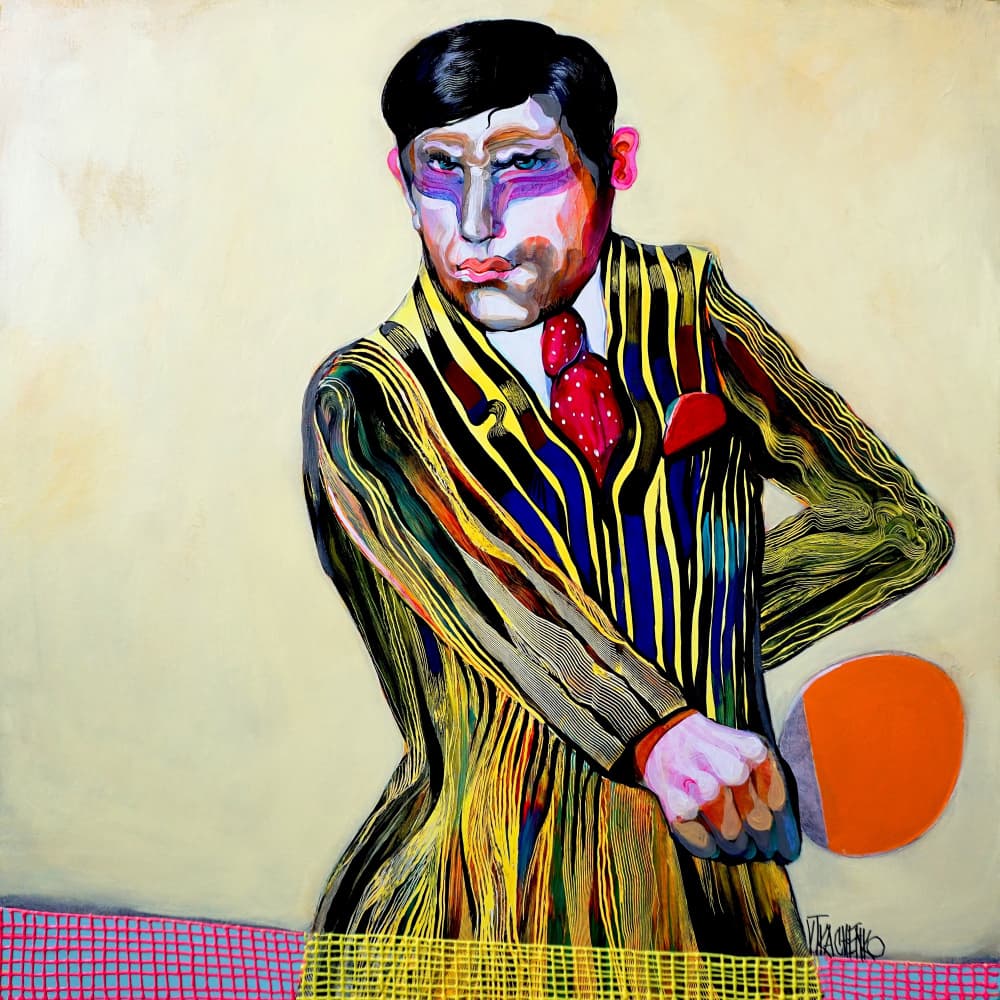 Bold Table Tennis Player by Victor Tkachenko — canvas wall art