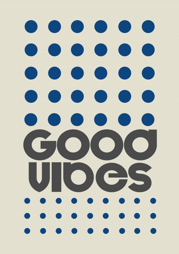 Good Vibes Blue Dots by Frances Collett — canvas wall art