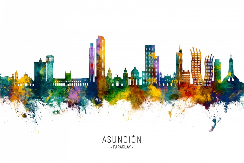 Colorful Asunción Cityscape by Michael Tompsett — canvas wall art