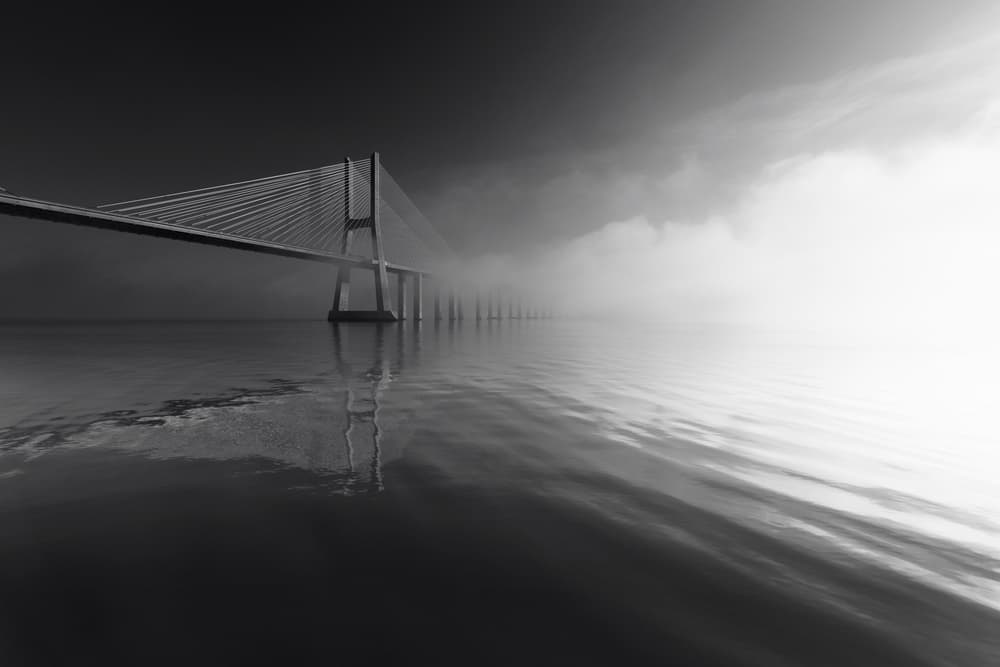Serene Fog Bridge by João Custódio — canvas wall art
