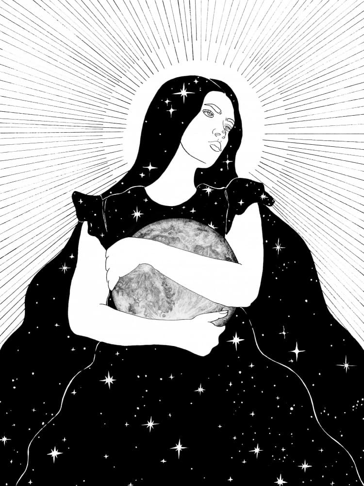 Cosmic Moon Goddess by EC Mazur — canvas wall art