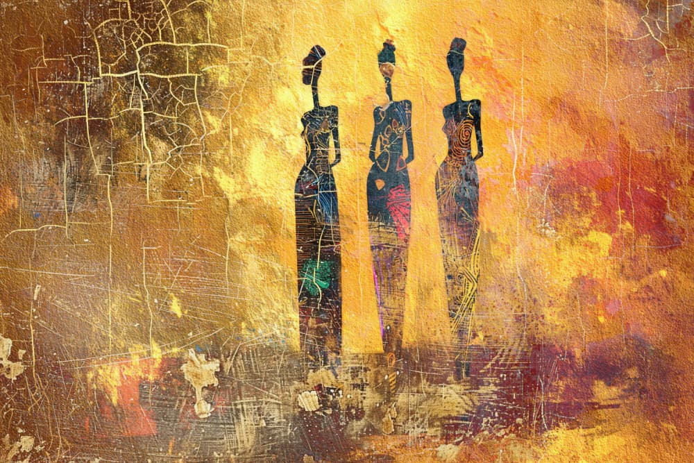 Golden Tribal Women by Rafal Kulik — canvas wall art