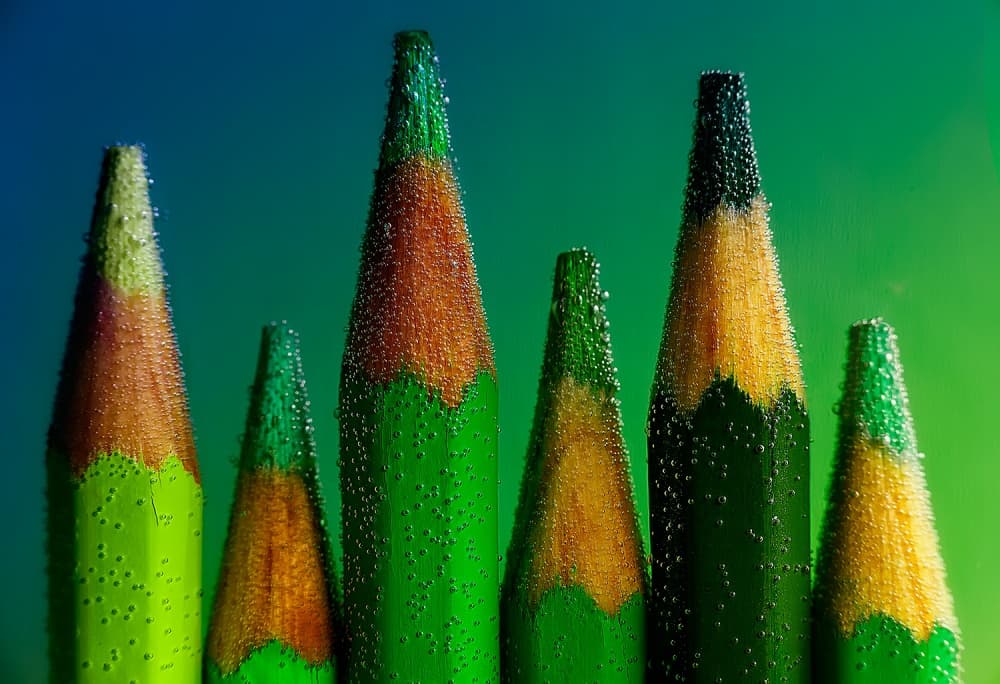 Bubbling Green Pencils by Aida Ianeva — canvas wall art