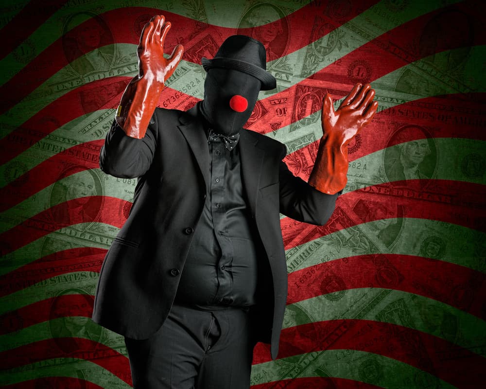 Red Nosed Money Man by Petri Damstén — canvas wall art