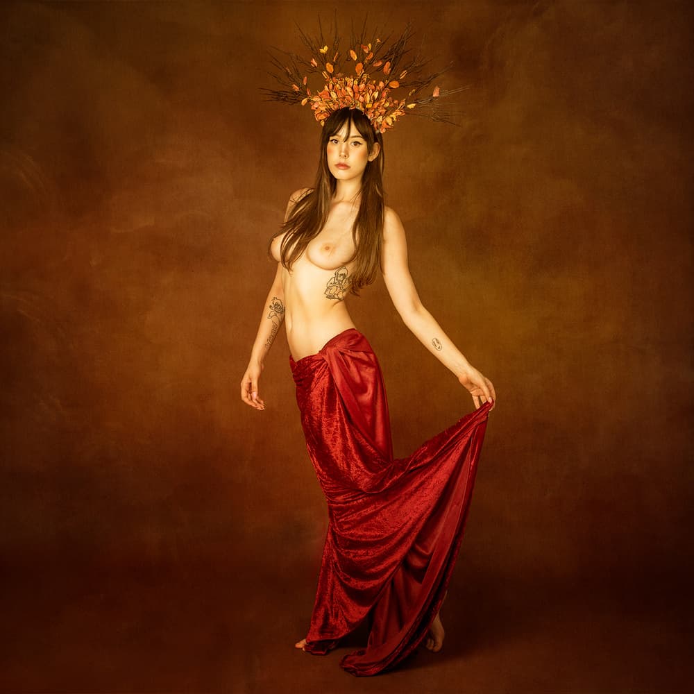 Crowned Autumn Goddess by Mike Darzi — canvas wall art