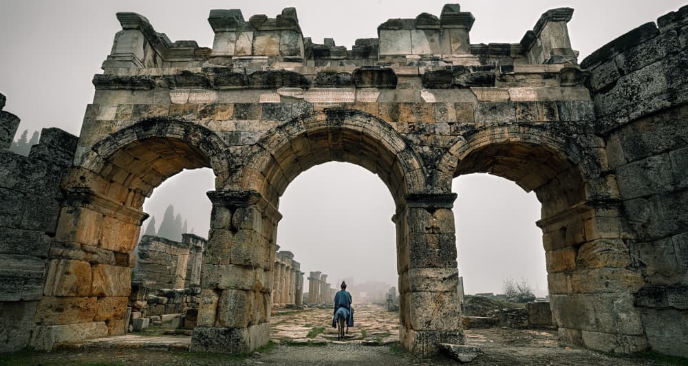 Ancient Roman Arches Rider by Waldemar Szmidt — canvas wall art
