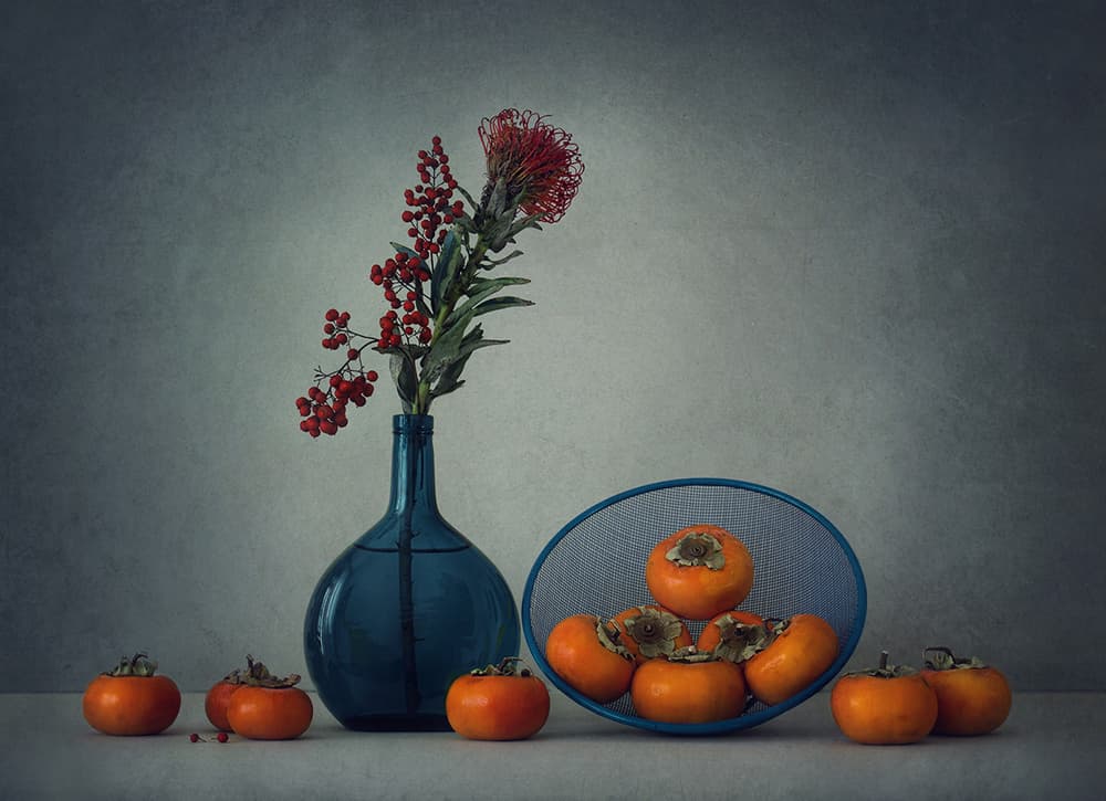 Autumn Persimmon Still Life by Dimitar Lazarov - Dim — canvas wall art