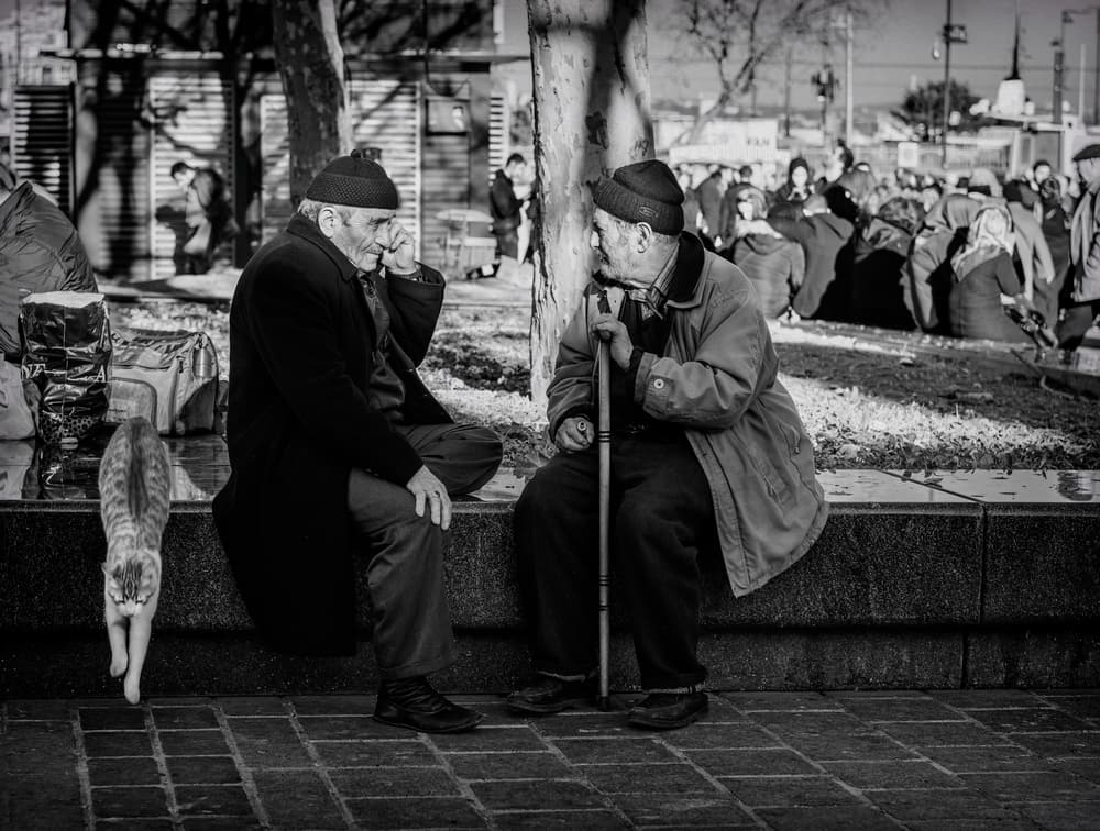 Old Men City Conversation by Ömer Ates Kızıltug — canvas wall art