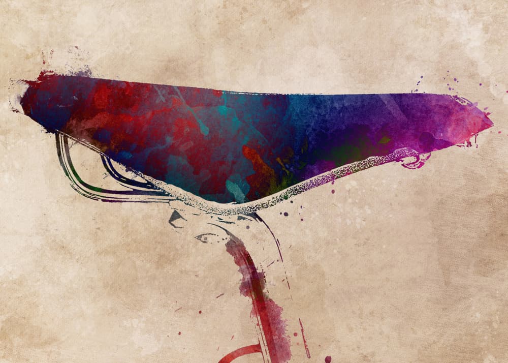 Watercolor Bike Saddle by Justyna Jaszke — canvas wall art