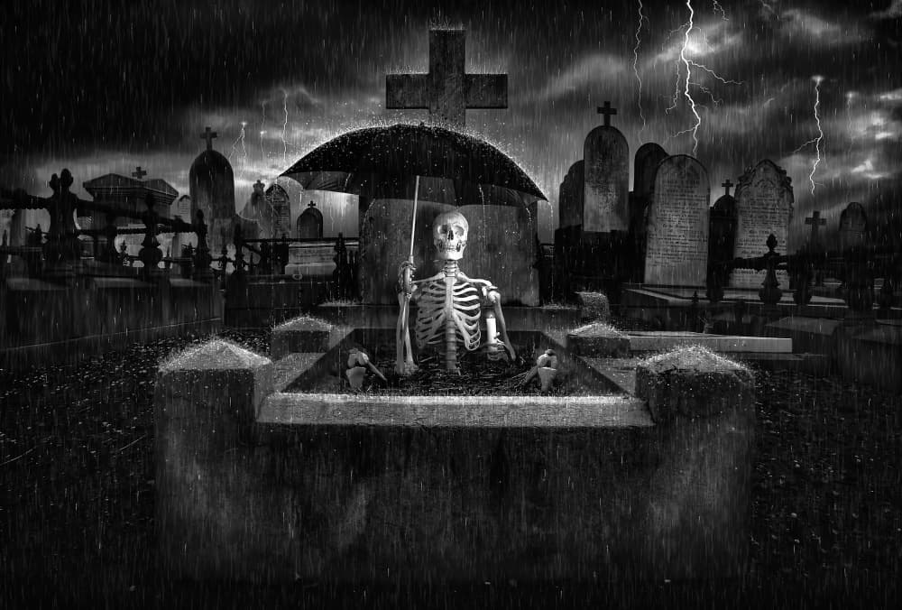 Stormy Graveyard Skeleton by Daniel Murphy — canvas wall art