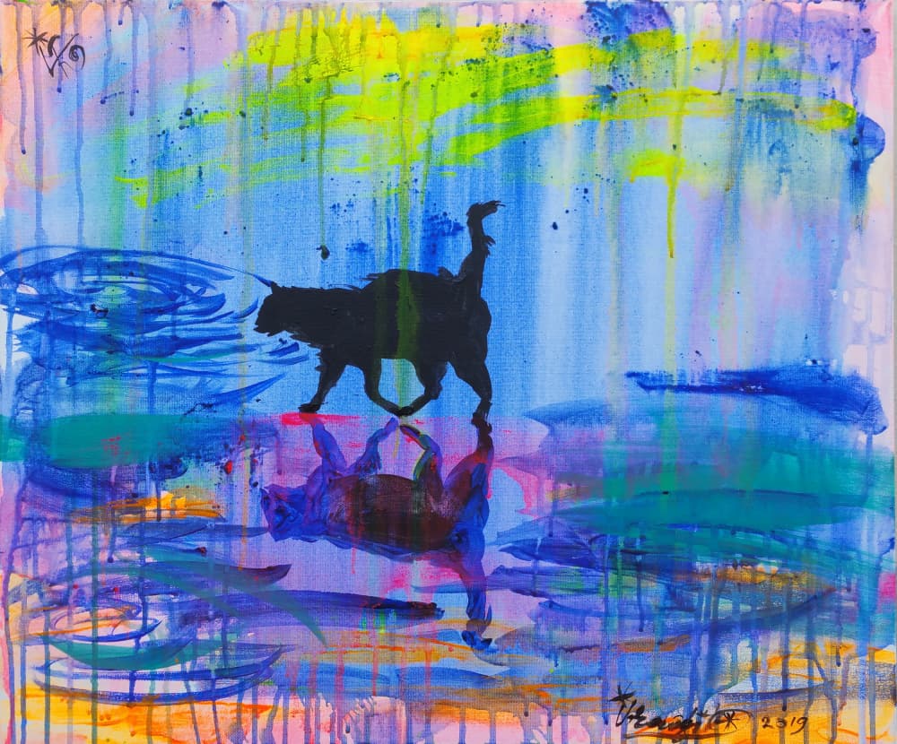 Vibrant Cat Reflection by Kanat Ibragimov — canvas wall art