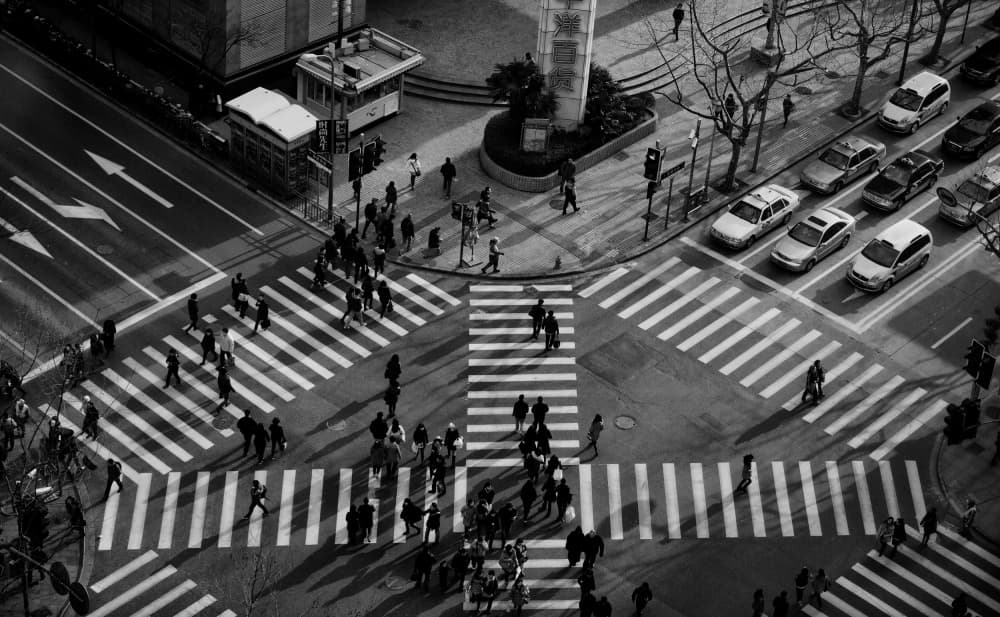 Bustling City Intersection by C.S. Tjandra — canvas wall art