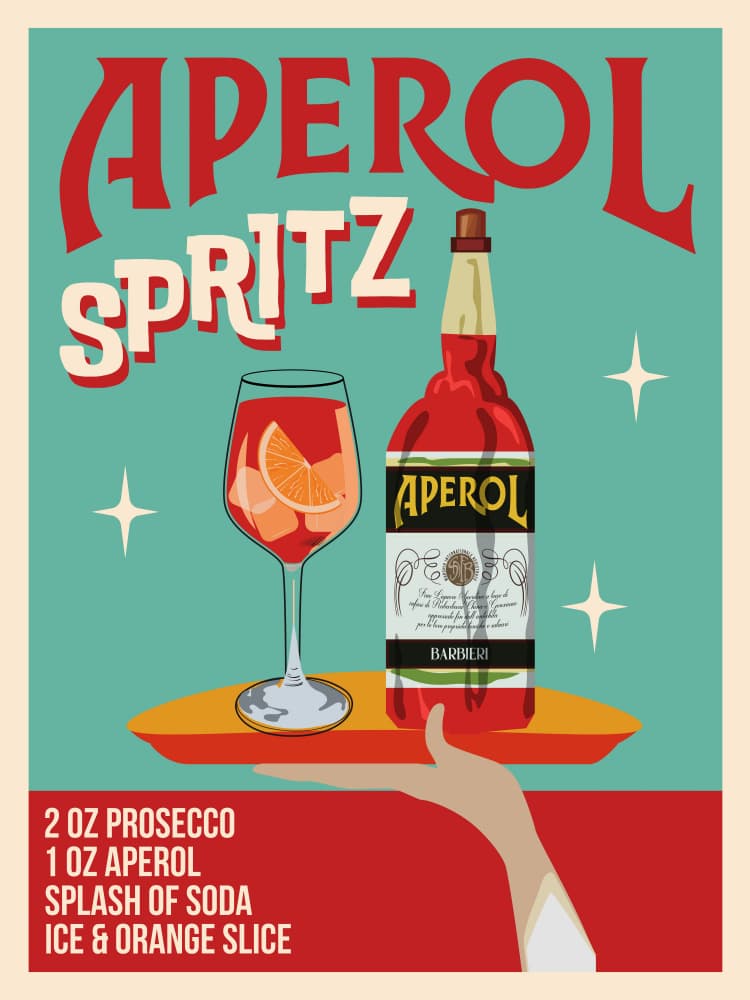 Retro Spritz Cocktail Recipe by WallChart Art Studio — canvas wall art
