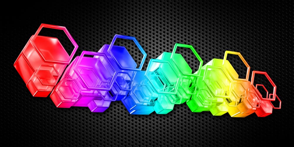 Rainbow Hexagon Wave by Rafal Kulik — canvas wall art