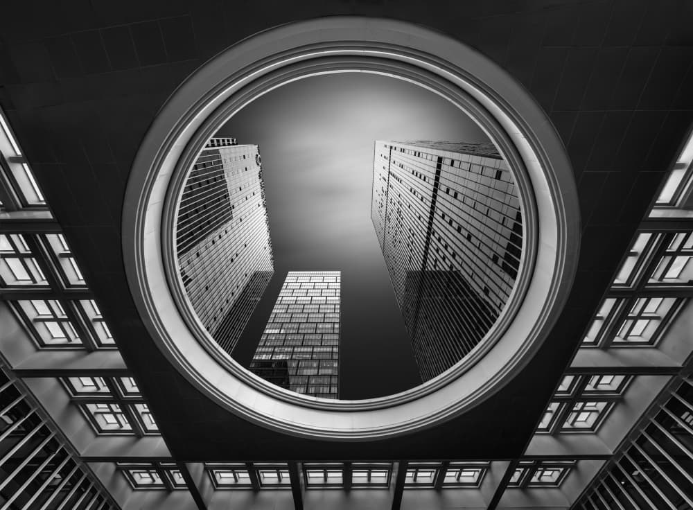 Framed City Skyscrapers by Antoni Figueras — canvas wall art